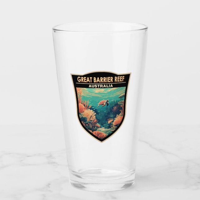 Great Barrier Reef Australia Travel Art Vintage Glass (Front)