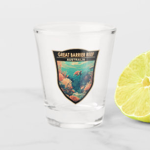 Great Barrier Reef Australia Travel Art Vintage Shot Glass