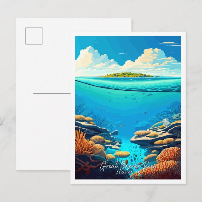 Great Barrier Reef Australia travel illustration Postcard (Front/Back)