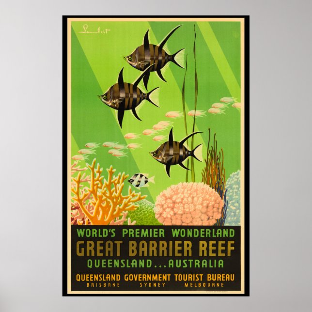 Great Barrier Reef Australia Vintage Poster (Front)
