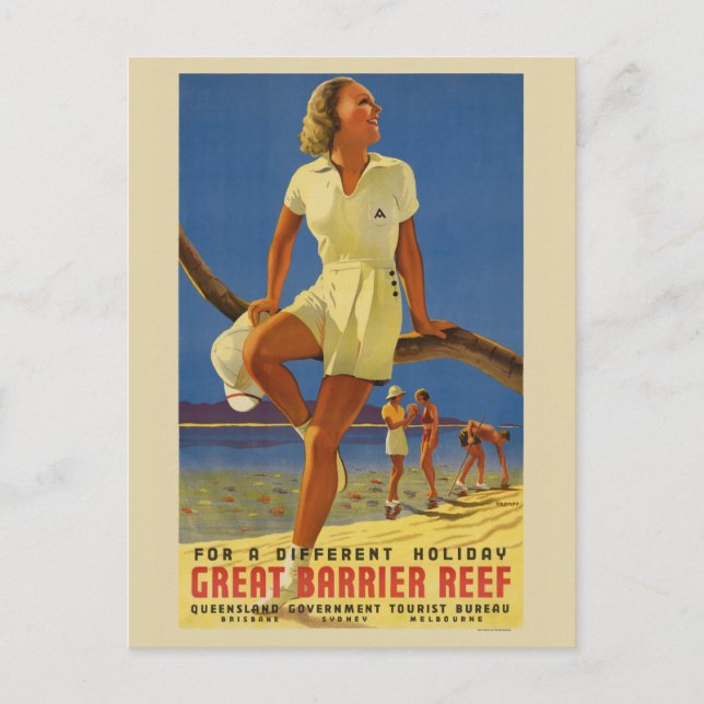 Great Barrier Reef Australia Vintage Poster 1934 Postcard (Front)