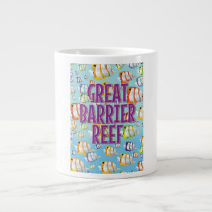 Great Barrier Reef cartoon travel poster Large Coffee Mug
