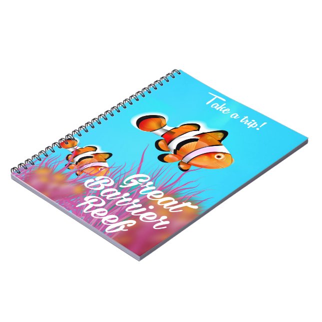 Great Barrier reef Clown fish cartoon poster Notebook (Left Side)