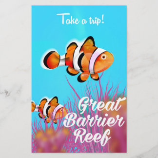 Great Barrier reef Clown fish cartoon poster Stationery