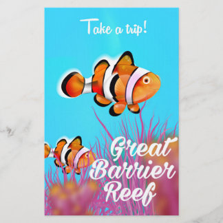 Great Barrier reef Clown fish cartoon poster Stationery