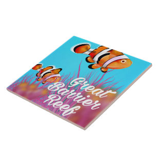 Great Barrier reef Clown fish cartoon poster Tile