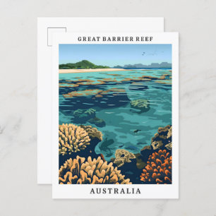 Great Barrier Reef Elegant Art Vintage Travel Postcard