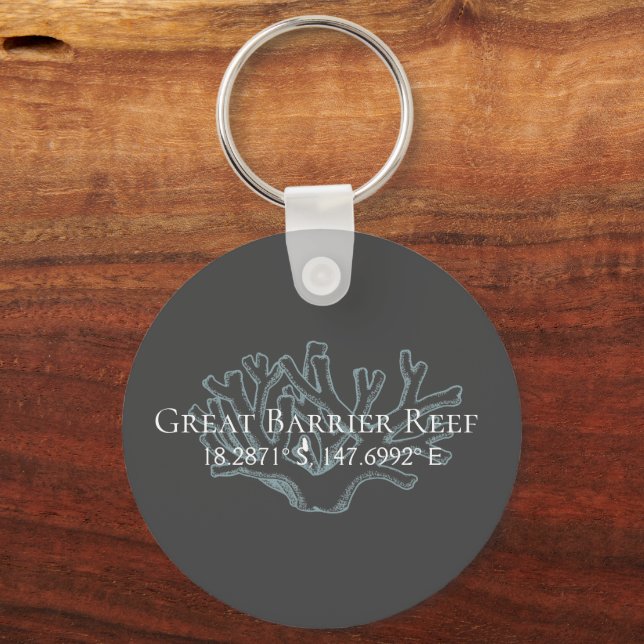 Great Barrier Reef Latitude  Longitude  Key Ring (Front)