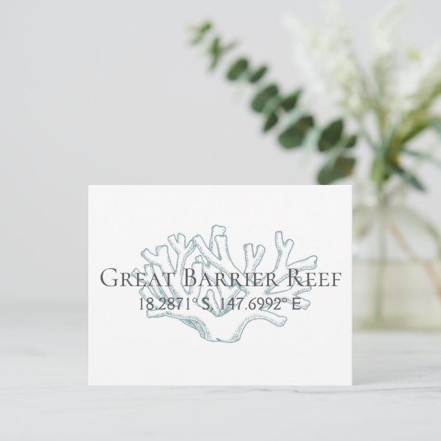 Great Barrier Reef Latitude  Longitude  Postcard (Standing Front)