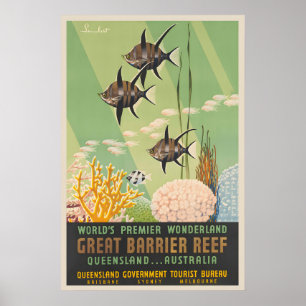 Great Barrier Reef Queensland Australia Vintage Poster