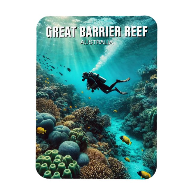 Great Barrier Reef Scuba Diver Magnet (Vertical)