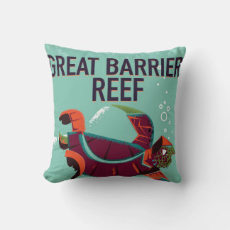 Great Barrier Reef vintage travel poster. Cushion