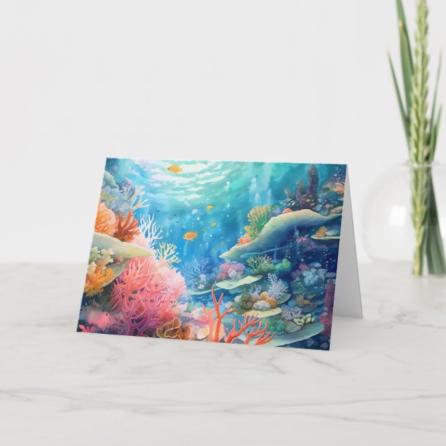 Great Barrier Reef Watercolor Birthday Card (Front)