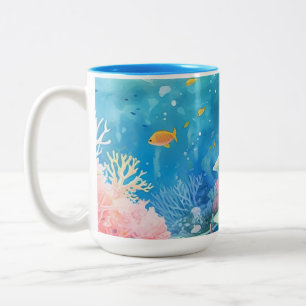 Great Barrier Reef Watercolor Two-Tone Coffee Mug