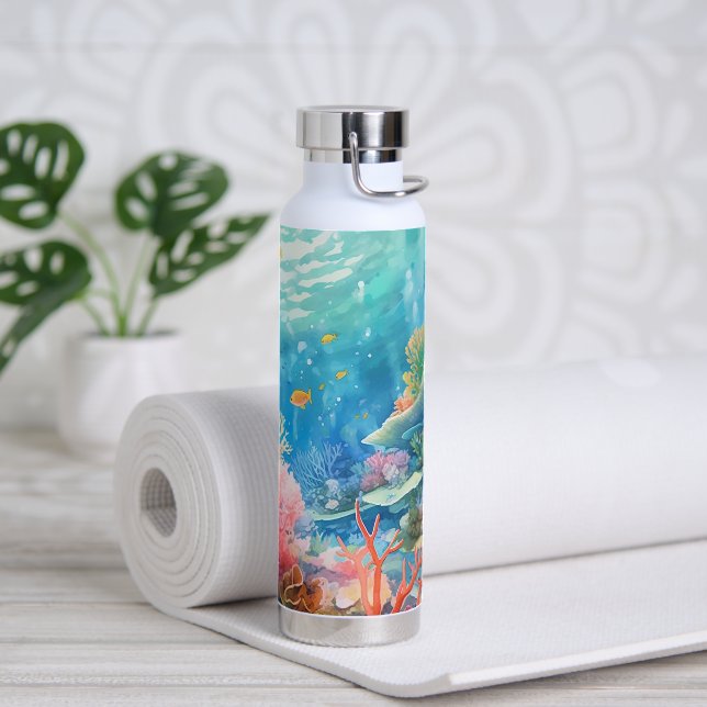 Great Barrier Reef Watercolor Water Bottle (Yoga)
