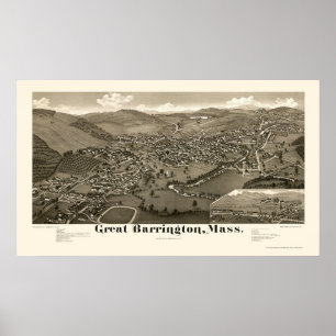 Great Barrington, MA Panoramic Map - 1884 Poster