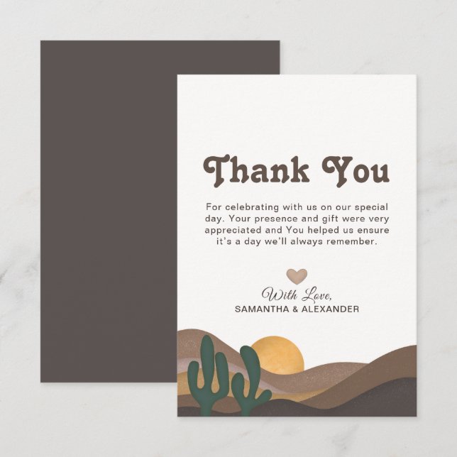 Great Basin Desert Landscape Wedding Thank You Card (Front/Back)