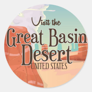 Great Basin Desert vintage travel poster. Classic Round Sticker