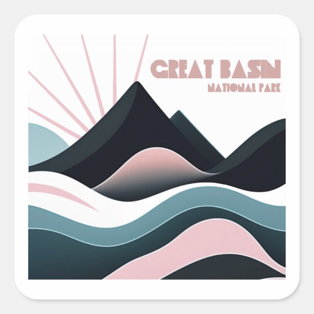 Great Basin National Park Coloured Hills Square Sticker (Front)