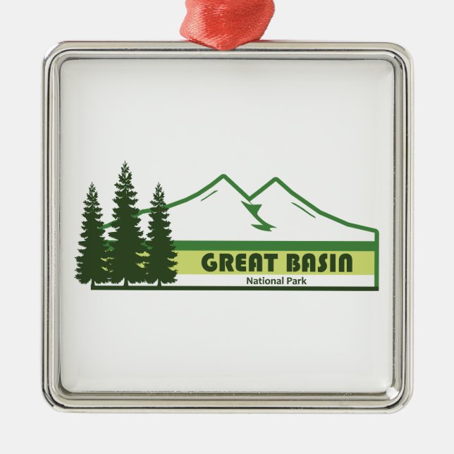 Great Basin National Park Green Stripes Metal Tree Decoration (Front)