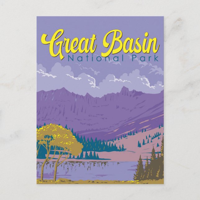 Great Basin National Park Illustration Travel Art  Postcard (Front)