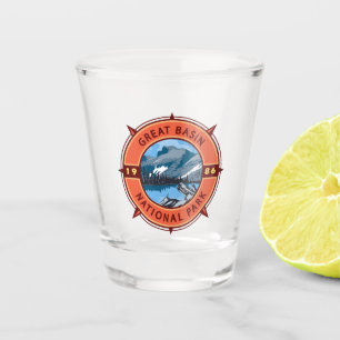Great Basin National Park Retro Compass Emblem  Shot Glass