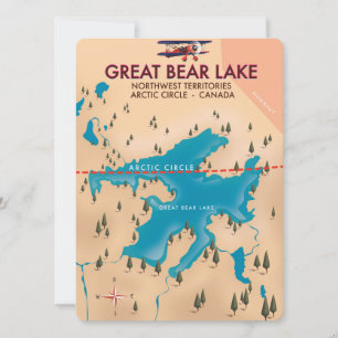Great Bear Lake, Canada, map travel poster art