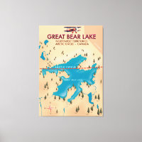Great Bear Lake, Canada, map travel poster art