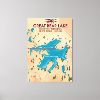 Great Bear Lake, Canada, map travel poster art Canvas Print