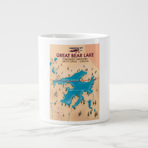 Great Bear Lake, Canada, map travel poster art Large Coffee Mug