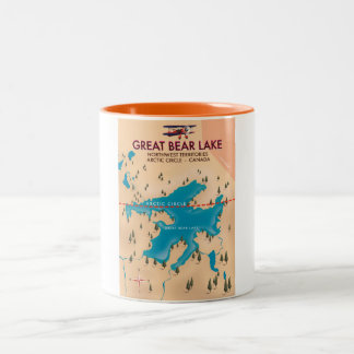Great Bear Lake, Canada, map travel poster art Two-Tone Coffee Mug