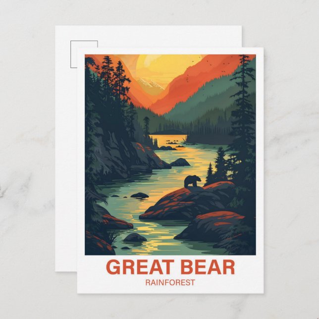 Great Bear Rainforest Canada Illustration Travel Postcard (Front/Back)