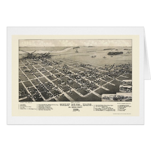 Great Bend, KS Panoramic Map - 1882 (Front Horizontal)