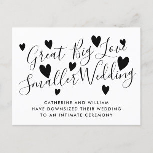 Great Big Love Smaller Micro Wedding Downsized Announcement Postcard