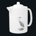 Great Blue Heron<br><div class="desc">This design is from my original watercolor illustration of a Great Blue Heron. This beautiful bird is a lovely sight, and its graceful shape and slate grey plumage make this peaceful and useful teapot a unique and elegant piece of nature for your home and kitchen - or for a special...</div>