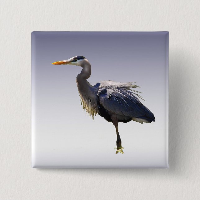 Great Blue Heron 15 Cm Square Badge (Front)