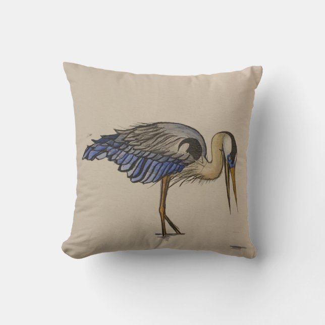 Great Blue Heron 2 Cushion (Front)