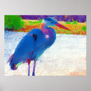 Great blue heron abstract poster