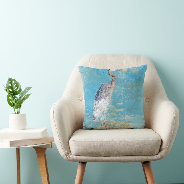 Great Blue Heron Art Cushion (Chair)