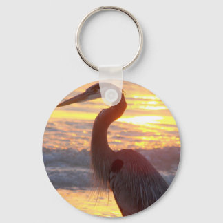 Great Blue Heron at Sunset Key Ring