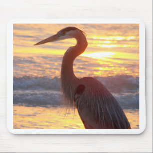 Great Blue Heron at Sunset Mouse Mat