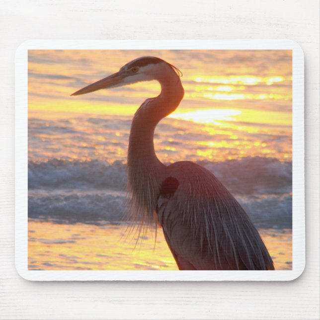 Great Blue Heron at Sunset Mouse Mat (Front)