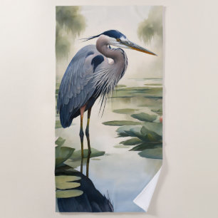 Great Blue Heron Beach Towel