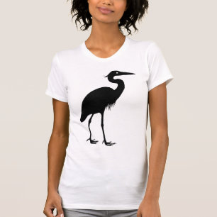 Great Blue Heron Bird Black Silhouette T-Shirt