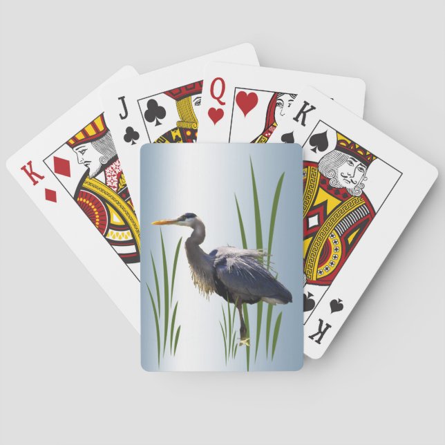 Great Blue Heron Bird Playing Cards (Back)