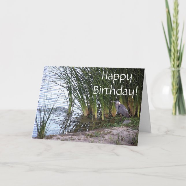 Great Blue Heron Bird Wildlife Animal Birthday Card (Front)