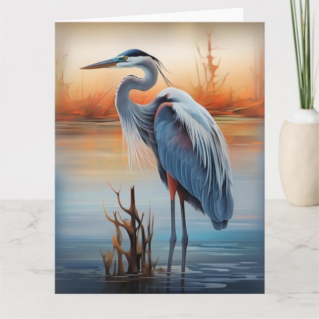  Great Blue Heron Bird Wildlife Nature  Card (Front)