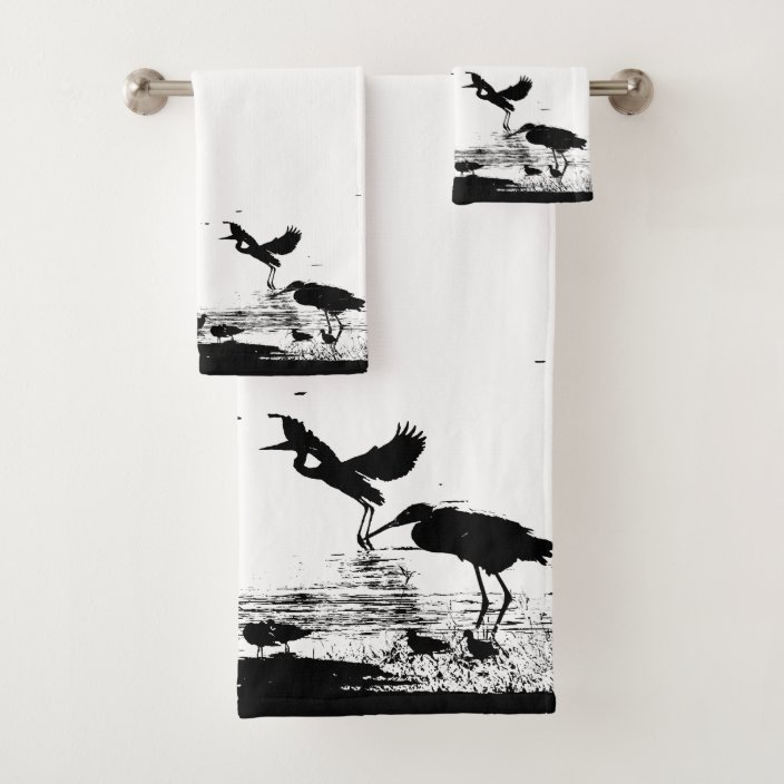 Great Blue Heron Birds Animals Bath Towel Set Zazzle.co.uk