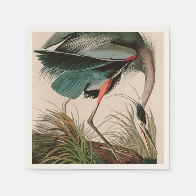 Great Blue Heron Birds of America Audubon Print Napkin (Front)