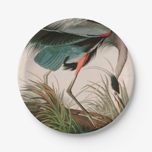 Great Blue Heron Birds of America Audubon Print Paper Plate